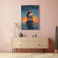 Serene Woman with Lotus Flowers Artistic Poster PosterGoat