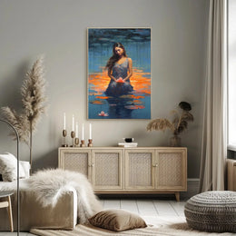 Serene Woman with Lotus Flowers Artistic Poster PosterGoat