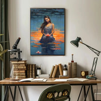 Serene Woman with Lotus Flowers Artistic Poster PosterGoat