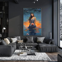 Serene Woman with Lotus Flowers Artistic Poster PosterGoat