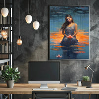 Serene Woman with Lotus Flowers Artistic Poster PosterGoat