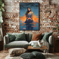 Serene Woman with Lotus Flowers Artistic Poster PosterGoat