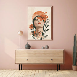 Serene Woman's Face with Flowers - Artistic Poster PosterGoat