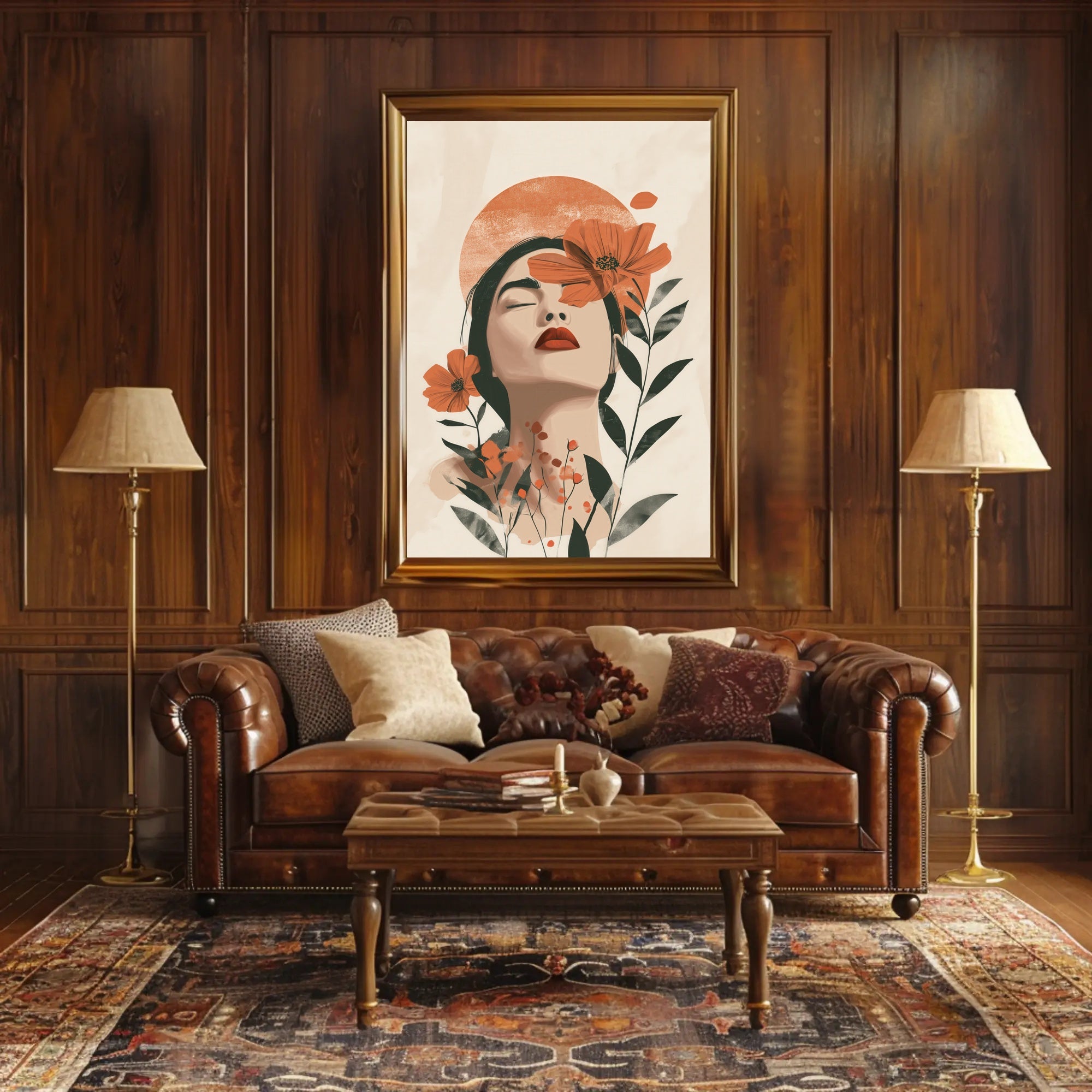 Serene Woman's Face with Flowers - Artistic Poster PosterGoat