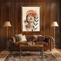 Serene Woman's Face with Flowers - Artistic Poster PosterGoat
