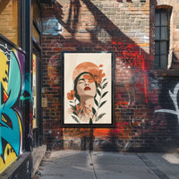 Serene Woman's Face with Flowers - Artistic Poster PosterGoat