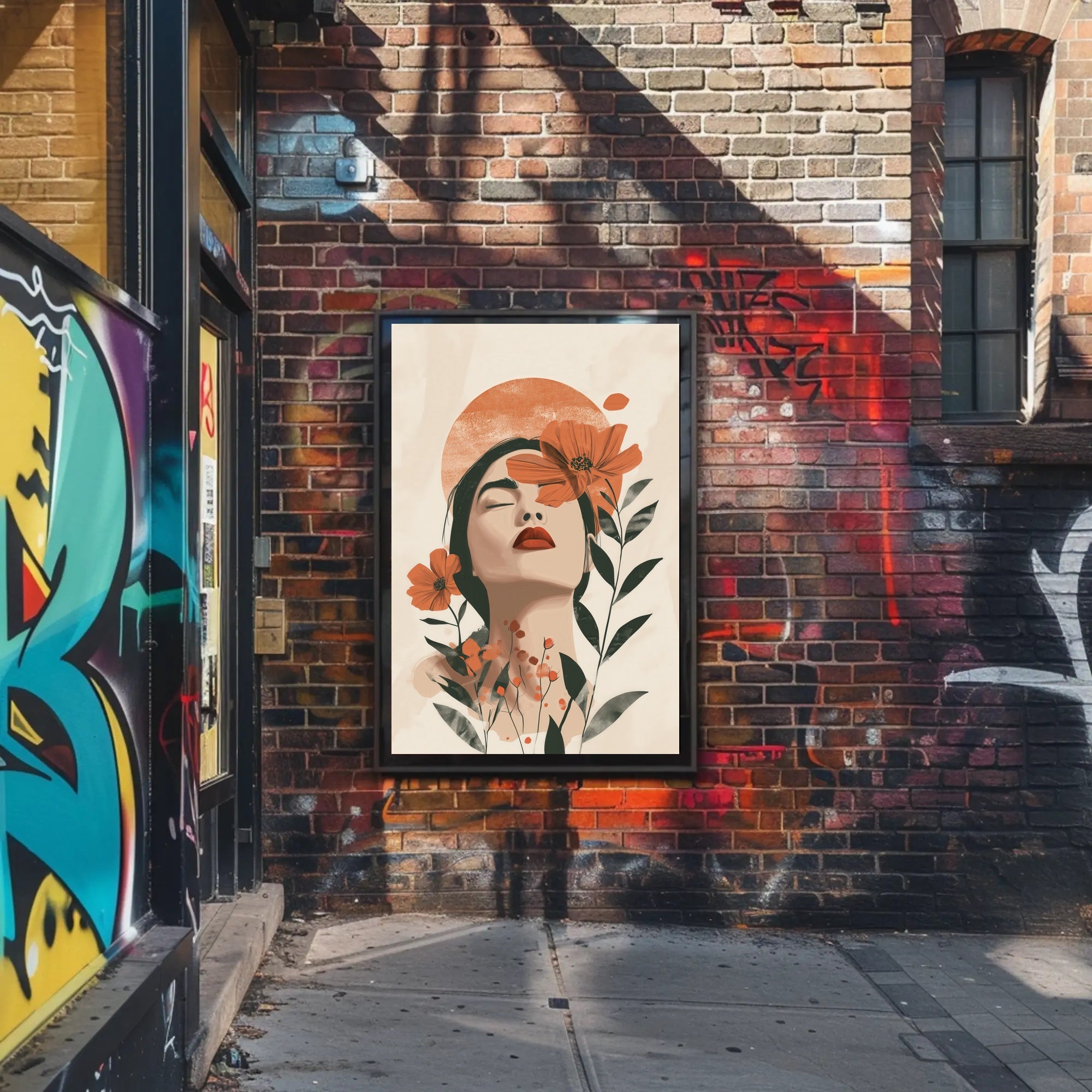 Serene Woman's Face with Flowers - Artistic Poster PosterGoat