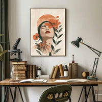 Serene Woman's Face with Flowers - Artistic Poster PosterGoat