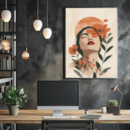 Serene Woman's Face with Flowers - Artistic Poster PosterGoat