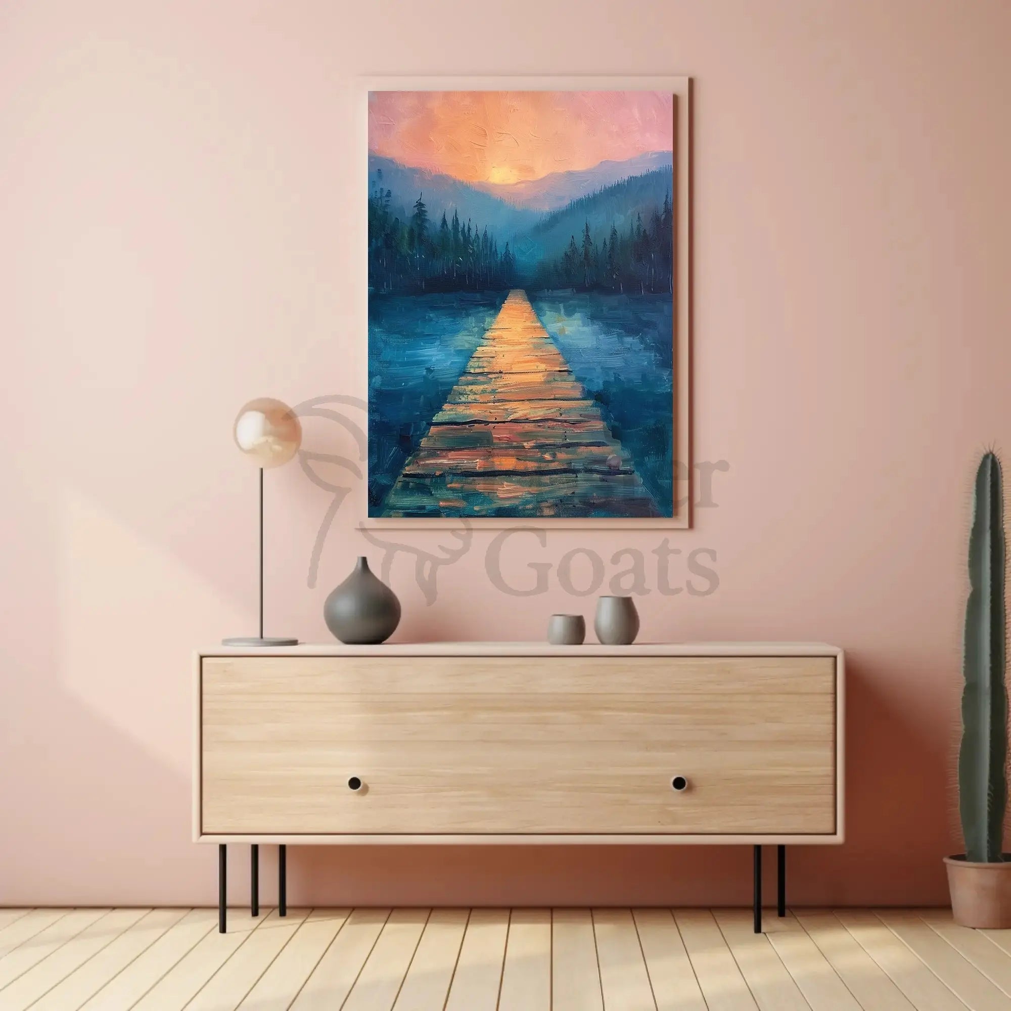 Serene Wooden Path Into Misty Forest - National Park Poster PosterGoat
