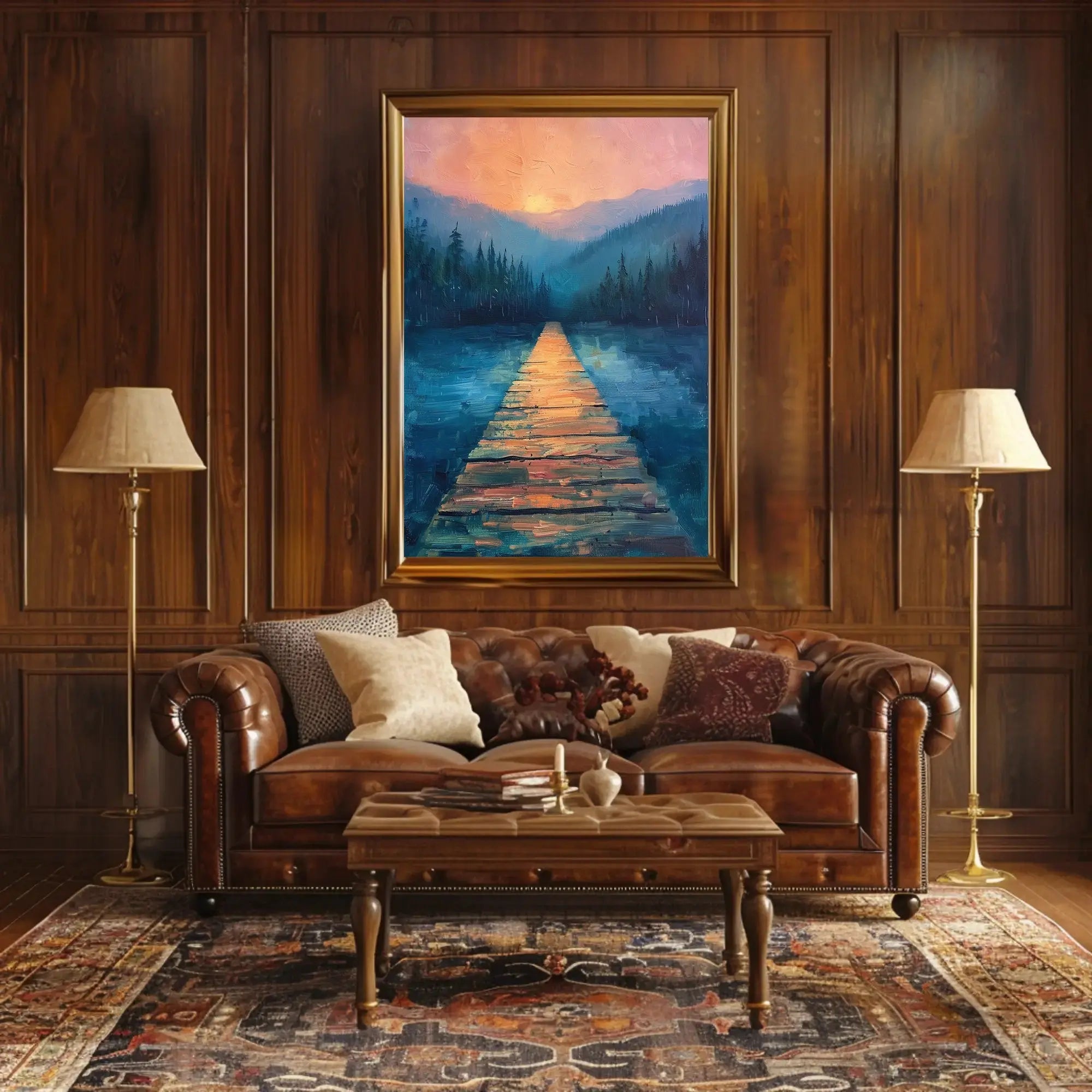 Serene Wooden Path Into Misty Forest - National Park Poster PosterGoat