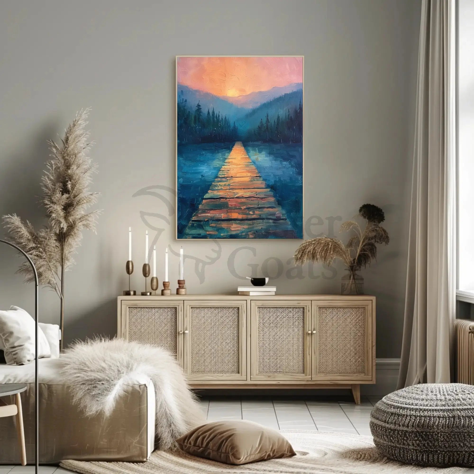 Serene Wooden Path Into Misty Forest - National Park Poster PosterGoat