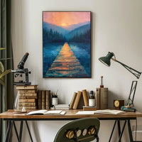 Serene Wooden Path Into Misty Forest - National Park Poster PosterGoat