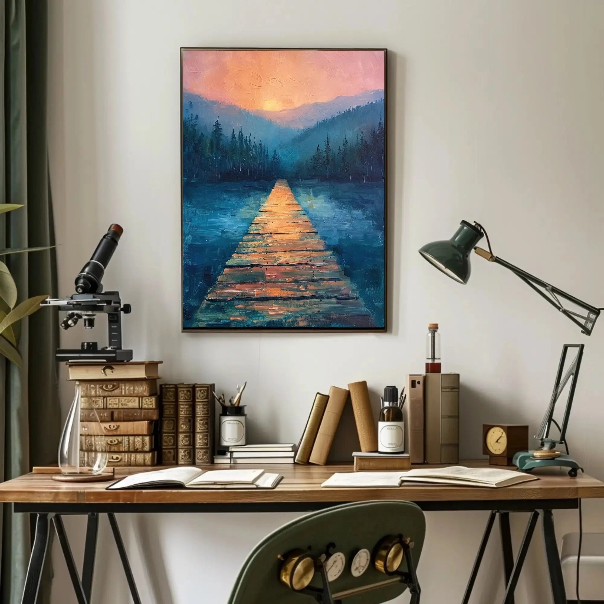 Serene Wooden Path Into Misty Forest - National Park Poster PosterGoat