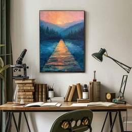 Serene Wooden Path Into Misty Forest - National Park Poster PosterGoat
