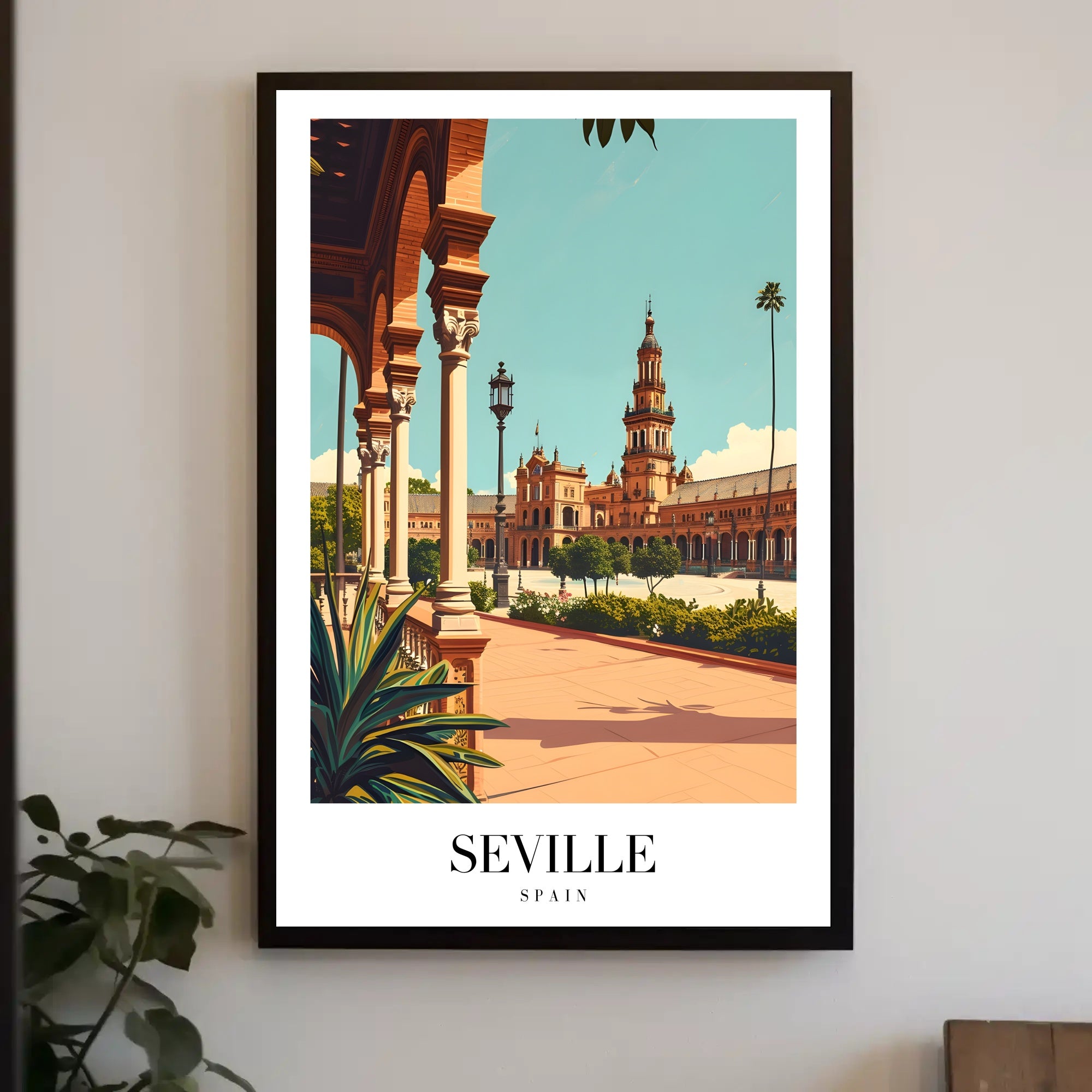 Seville Spain Vintage Plaza de España Travel Poster PosterGoat