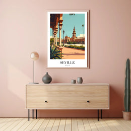 Seville Spain Vintage Plaza de España Travel Poster PosterGoat