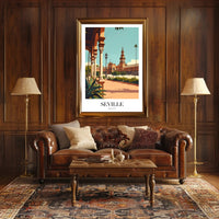 Seville Spain Vintage Plaza de España Travel Poster PosterGoat