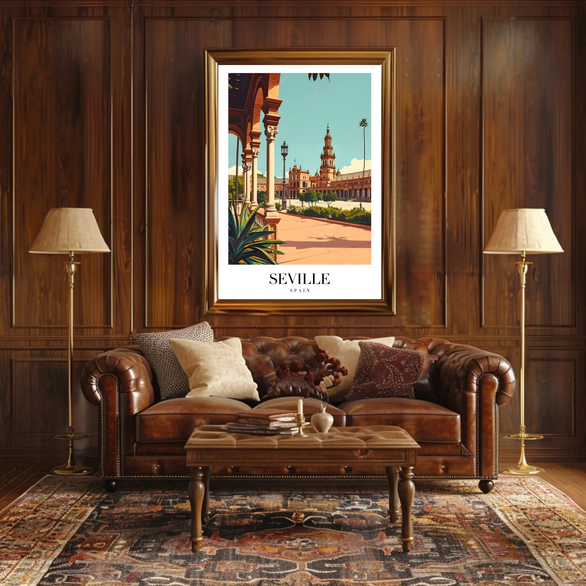 Seville Spain Vintage Plaza de España Travel Poster PosterGoat
