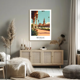 Seville Spain Vintage Plaza de España Travel Poster PosterGoat