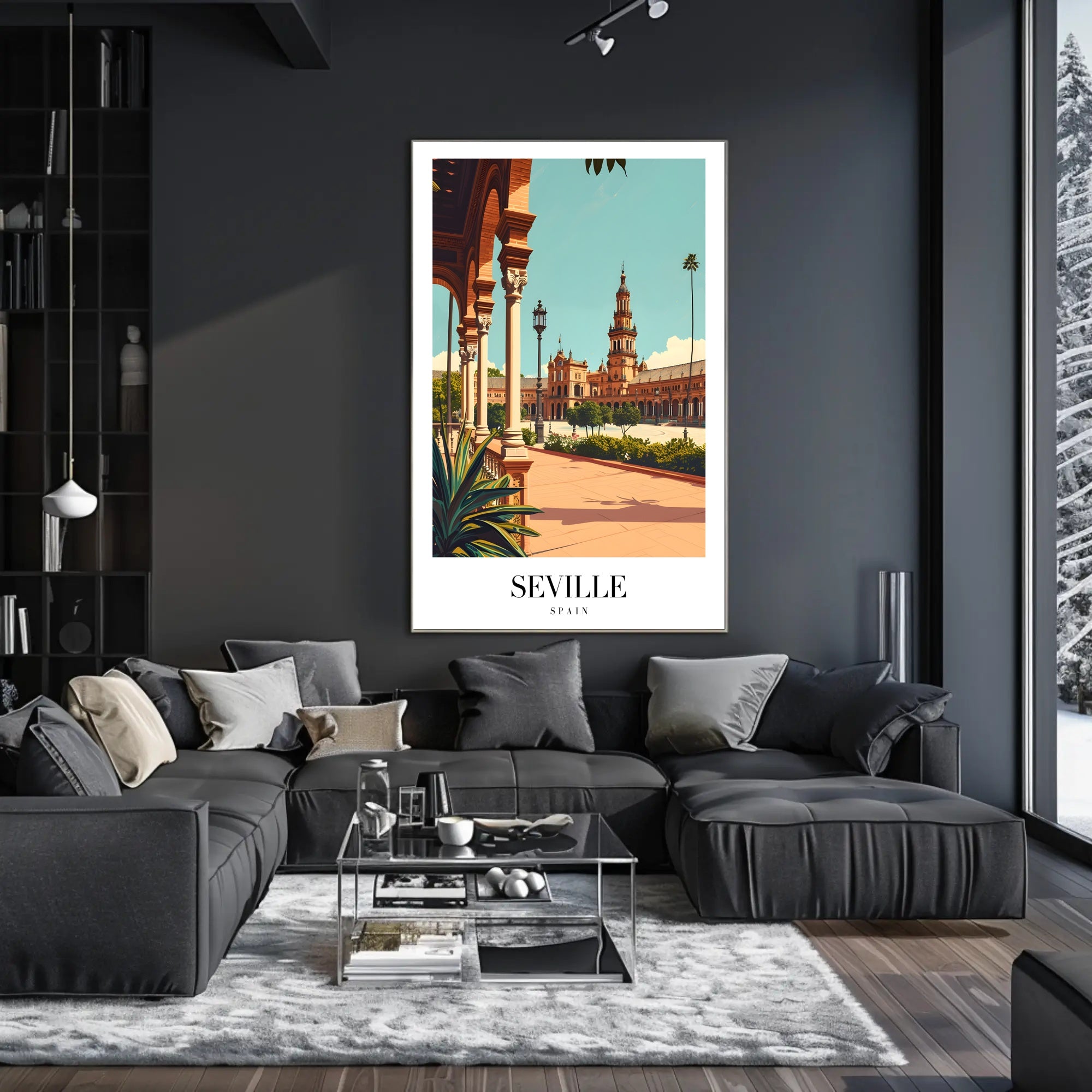 Seville Spain Vintage Plaza de España Travel Poster PosterGoat