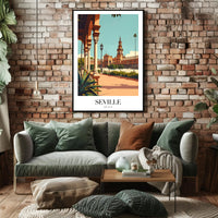 Seville Spain Vintage Plaza de España Travel Poster PosterGoat