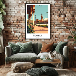 Seville Spain Vintage Plaza de España Travel Poster PosterGoat