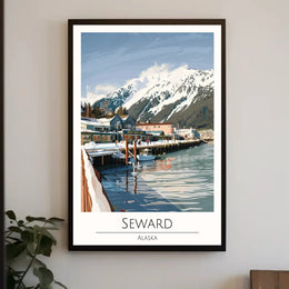 Seward Alaska Scenic Winter View Travel Poster PosterGoat