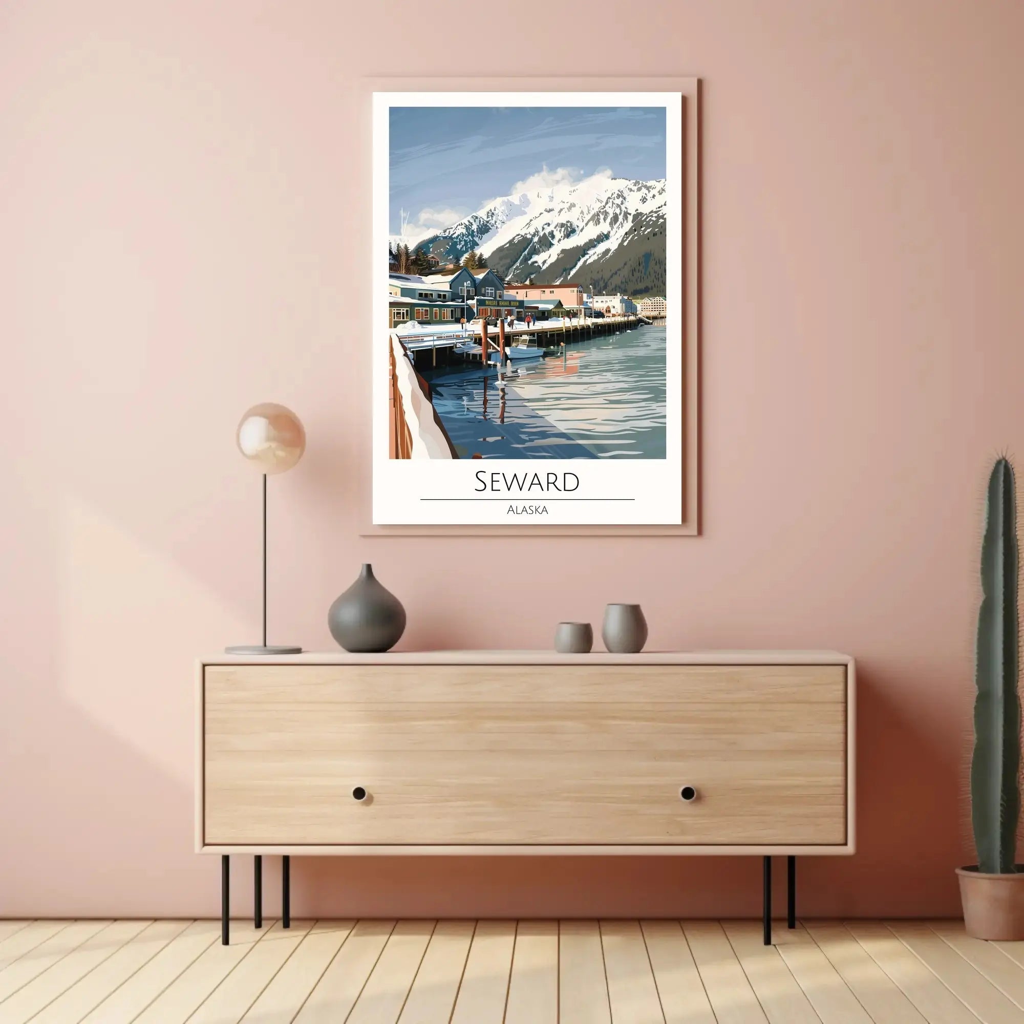 Seward Alaska Scenic Winter View Travel Poster PosterGoat