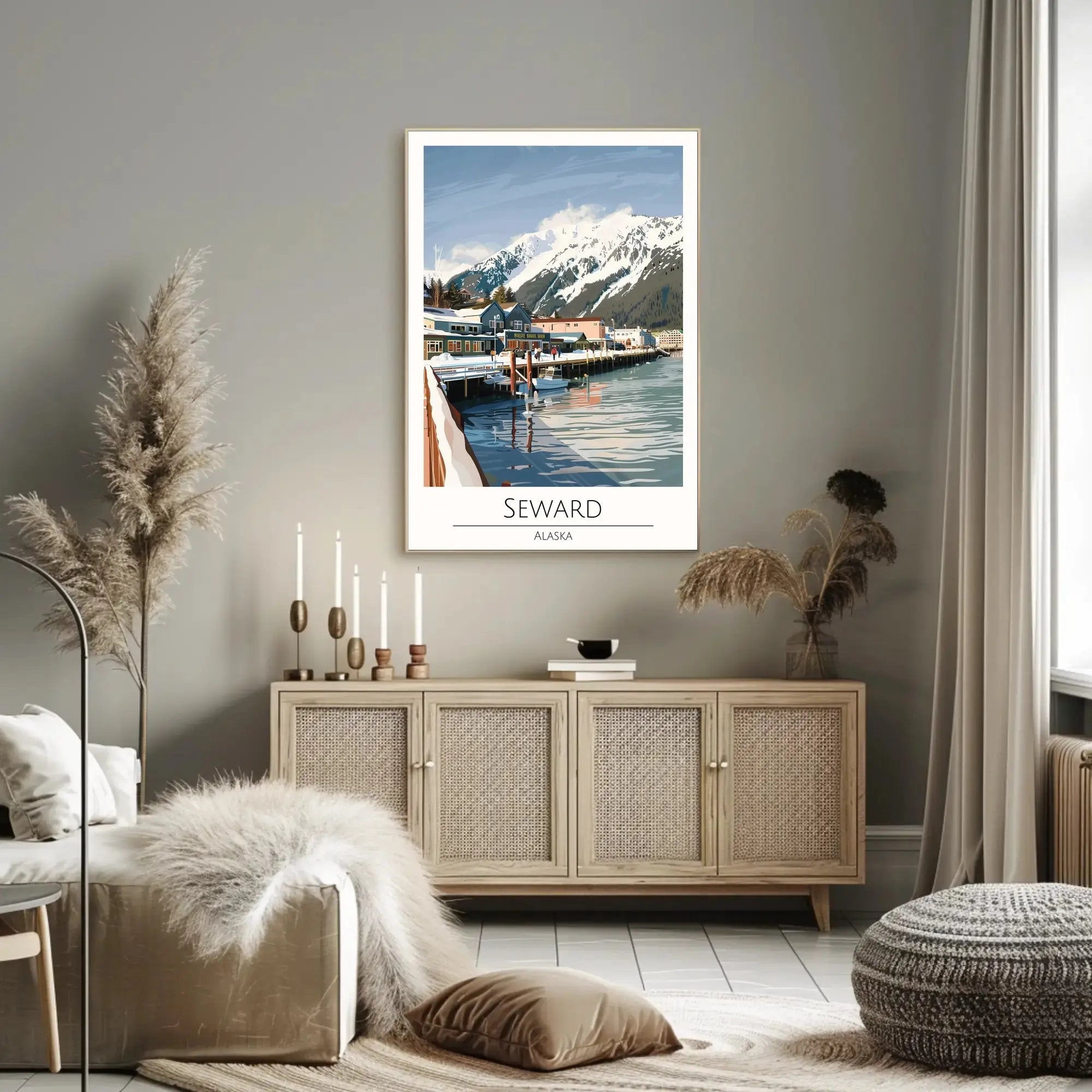 Seward Alaska Scenic Winter View Travel Poster PosterGoat