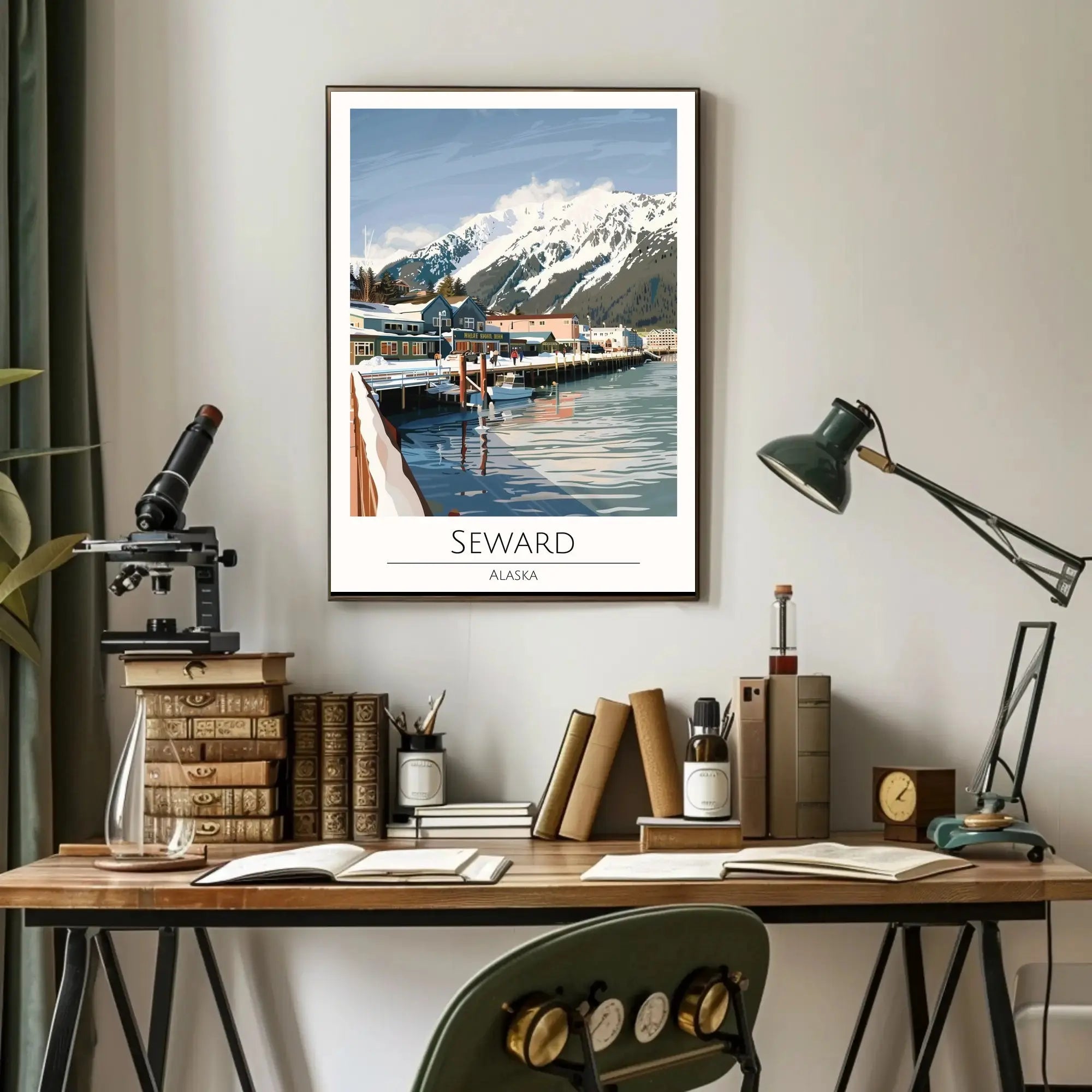 Seward Alaska Scenic Winter View Travel Poster PosterGoat