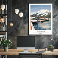 Seward Alaska Scenic Winter View Travel Poster PosterGoat