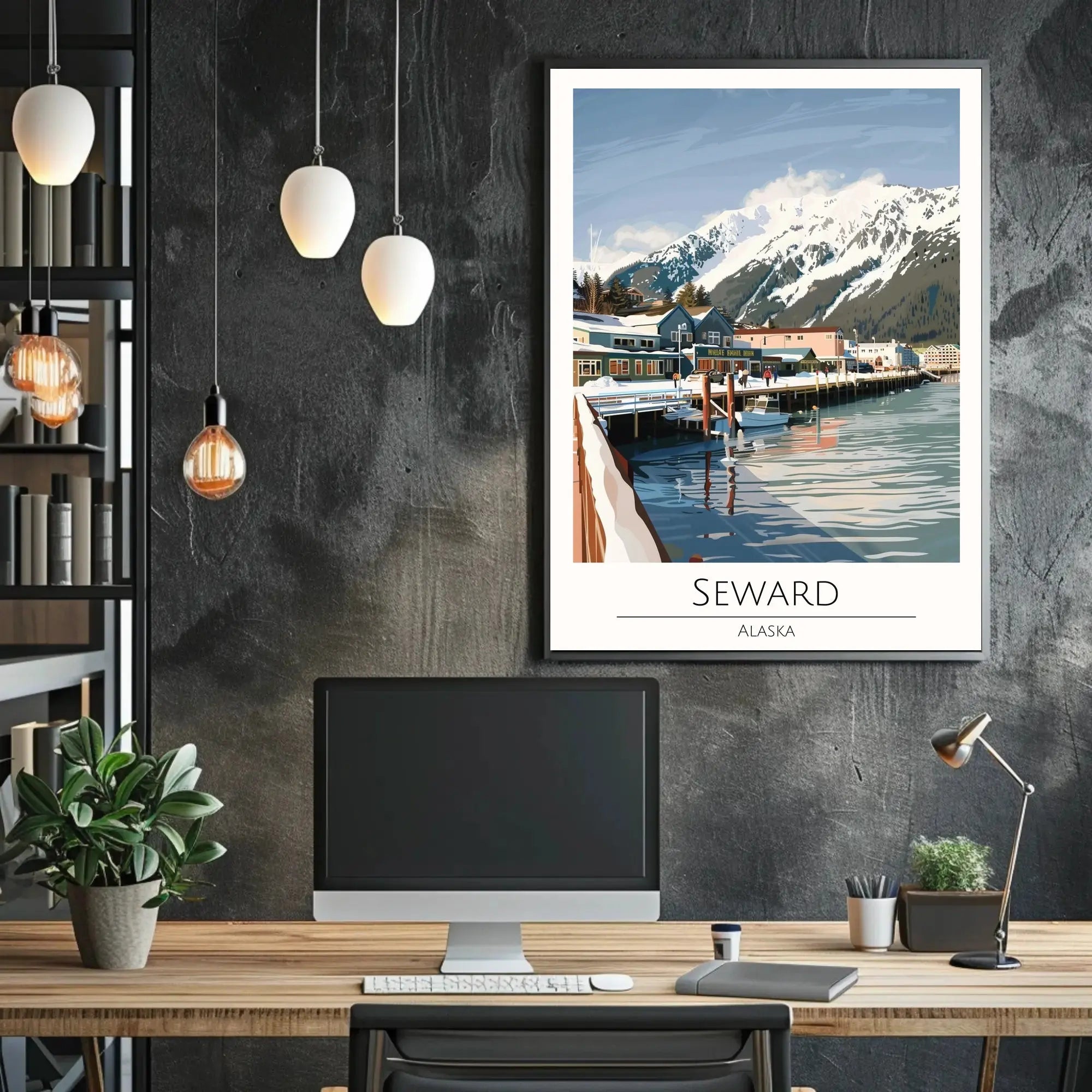 Seward Alaska Scenic Winter View Travel Poster PosterGoat
