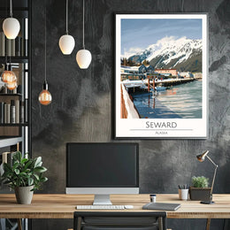 Seward Alaska Scenic Winter View Travel Poster PosterGoat
