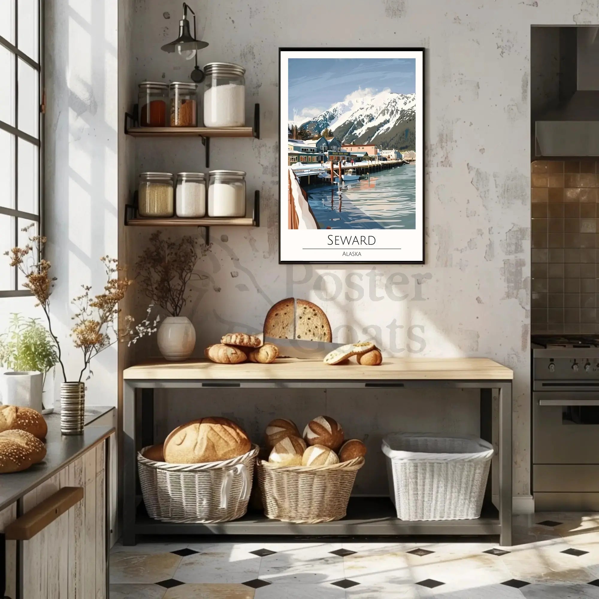 Seward Alaska Scenic Winter View Travel Poster PosterGoat