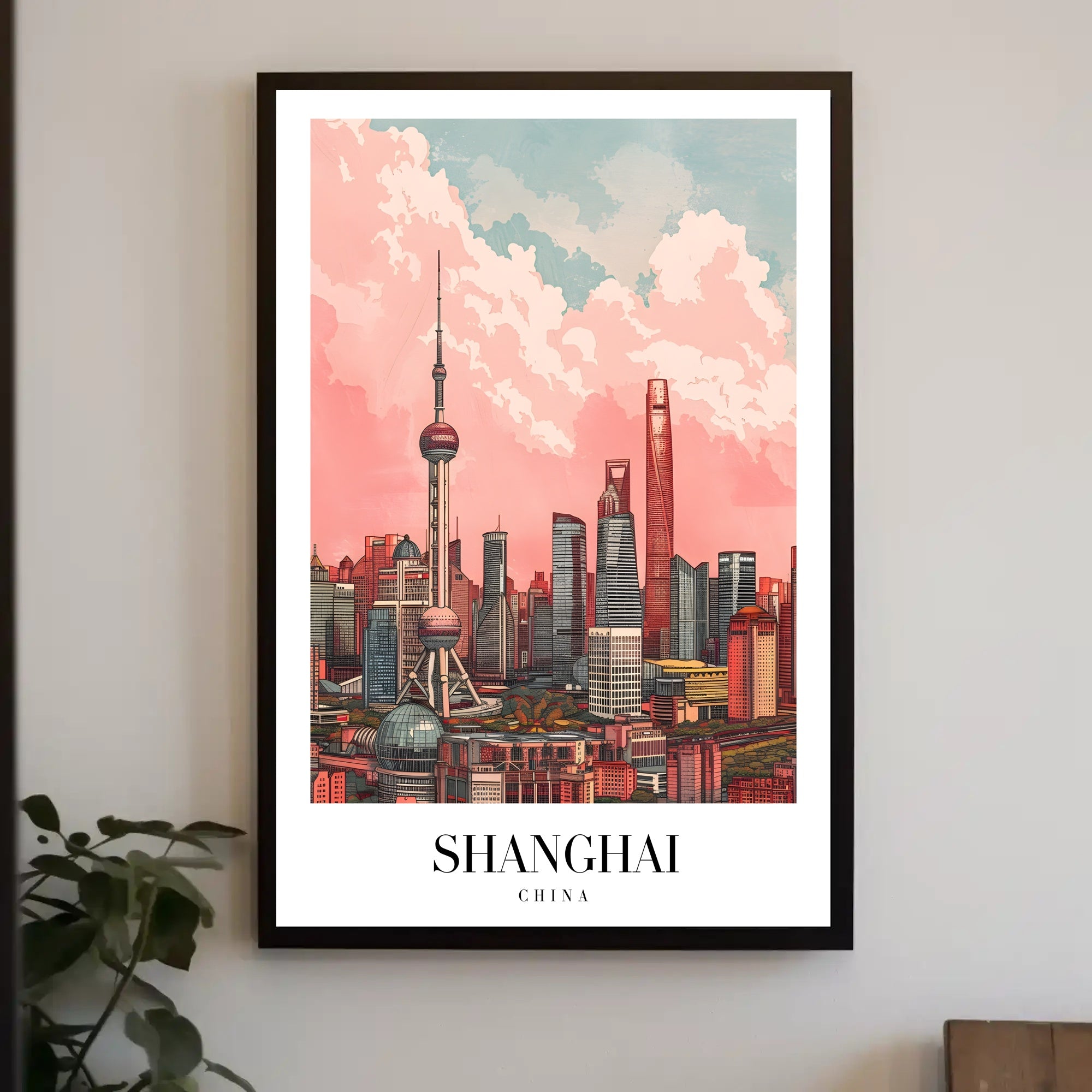 Shanghai Skyline Illustrative Art: Urban or Cityscape Poster PosterGoat