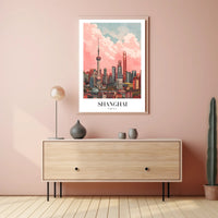 Shanghai Skyline Illustrative Art: Urban or Cityscape Poster PosterGoat
