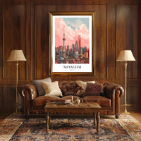Shanghai Skyline Illustrative Art: Urban or Cityscape Poster PosterGoat