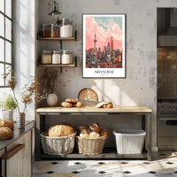 Shanghai Skyline Illustrative Art: Urban or Cityscape Poster PosterGoat