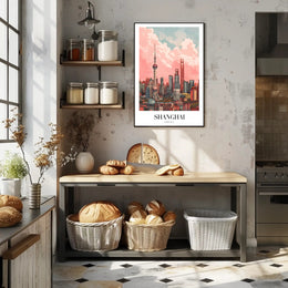 Shanghai Skyline Illustrative Art: Urban or Cityscape Poster PosterGoat