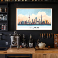 Shanghai Skyline Modern Art Poster - Urban or Cityscape Poster PosterGoat