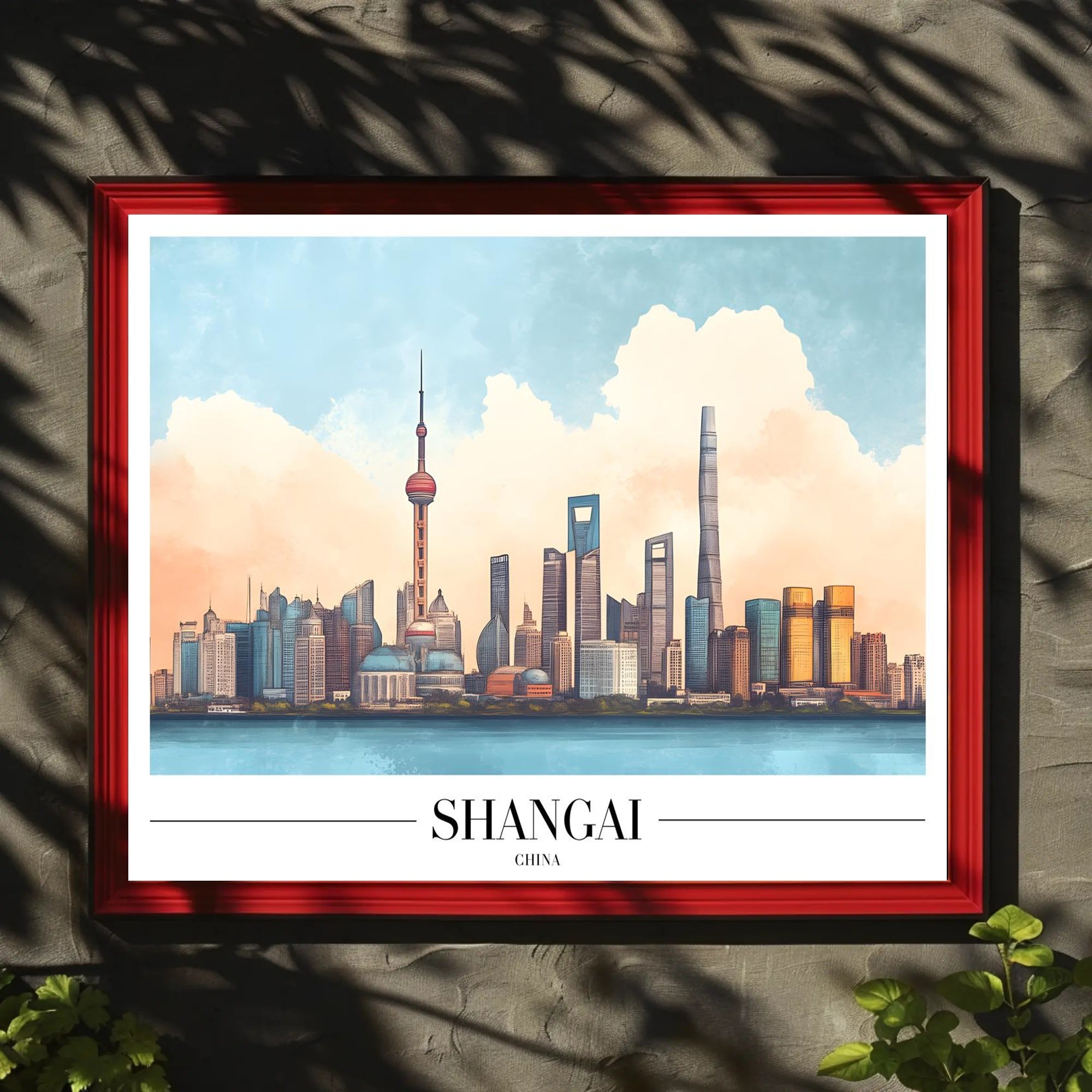 Shanghai Skyline Modern Art Poster - Urban or Cityscape Poster PosterGoat