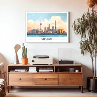 Shanghai Skyline Modern Art Poster - Urban or Cityscape Poster PosterGoat