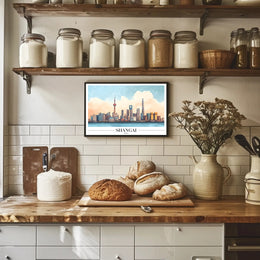 Shanghai Skyline Modern Art Poster - Urban or Cityscape Poster PosterGoat