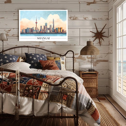 Shanghai Skyline Modern Art Poster - Urban or Cityscape Poster PosterGoat