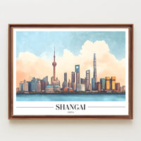 Shanghai Skyline Modern Art Poster - Urban or Cityscape Poster PosterGoat