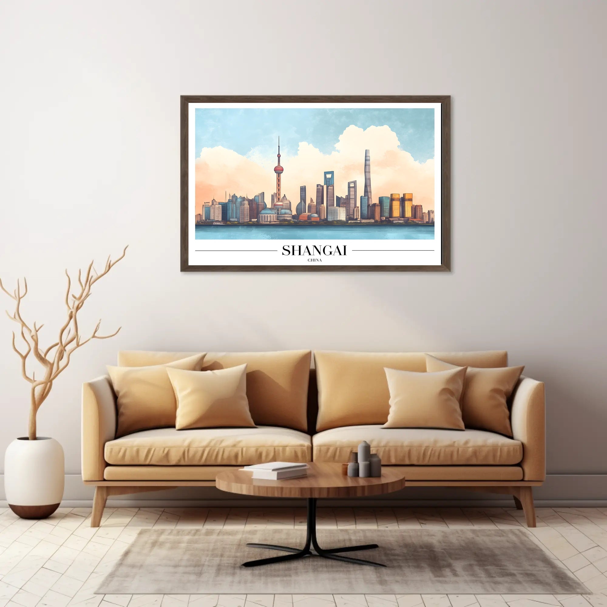 Shanghai Skyline Modern Art Poster - Urban or Cityscape Poster PosterGoat