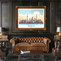 Shanghai Skyline Modern Art Poster - Urban or Cityscape Poster PosterGoat