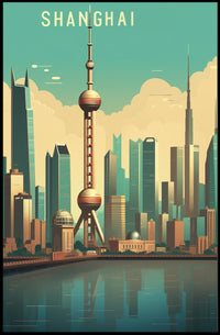 Shanghai Skyline: Modern Urban Cityscape Poster PosterGoat