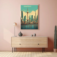 Shanghai Skyline: Modern Urban Cityscape Poster PosterGoat